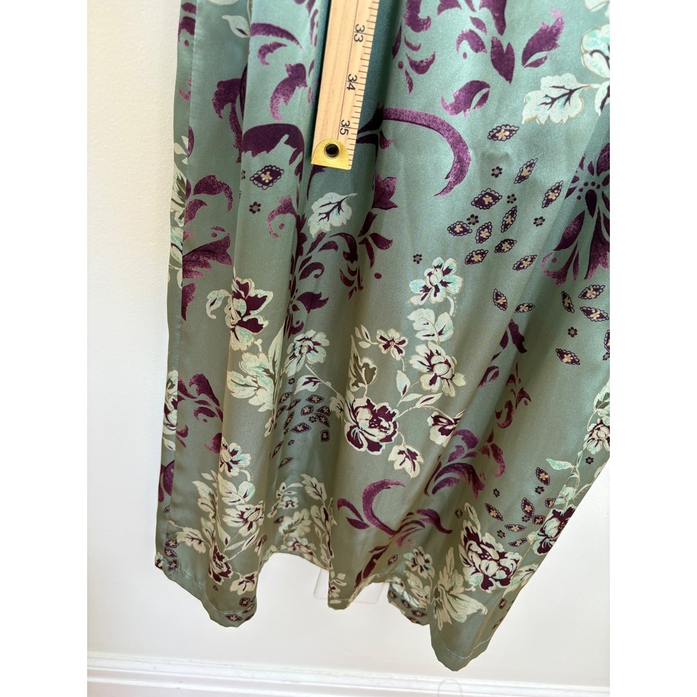 Halston Satin Long Robe Floral Wrap Kimono Loungewear Regencycore Boho L/XL - Picture 9 of 11